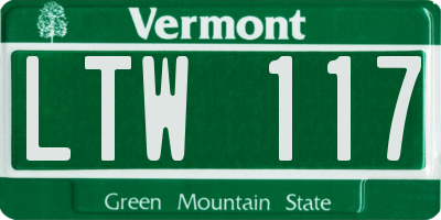 VT license plate LTW117