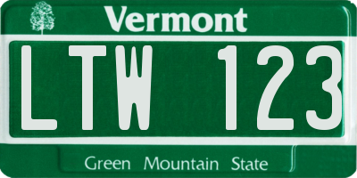 VT license plate LTW123