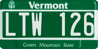VT license plate LTW126