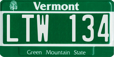 VT license plate LTW134