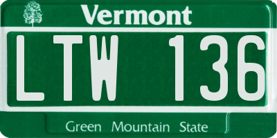 VT license plate LTW136