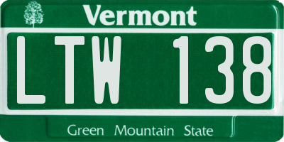 VT license plate LTW138