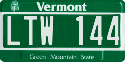 VT license plate LTW144
