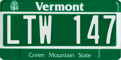 VT license plate LTW147
