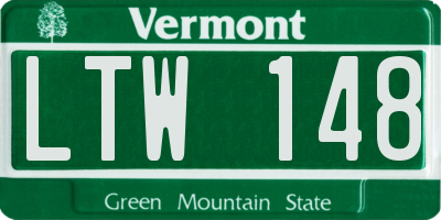 VT license plate LTW148