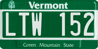 VT license plate LTW152