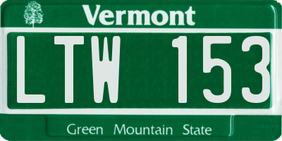 VT license plate LTW153