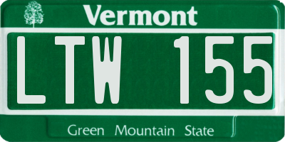 VT license plate LTW155