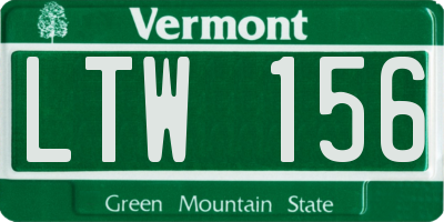 VT license plate LTW156