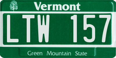VT license plate LTW157