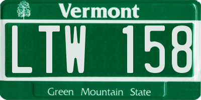 VT license plate LTW158