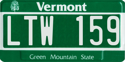 VT license plate LTW159