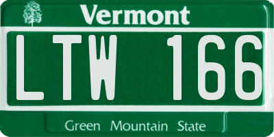 VT license plate LTW166