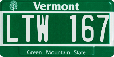 VT license plate LTW167