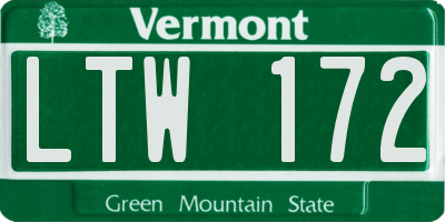 VT license plate LTW172