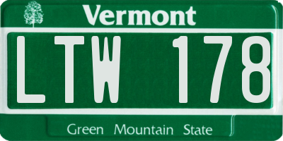 VT license plate LTW178