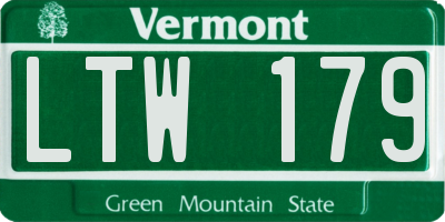 VT license plate LTW179