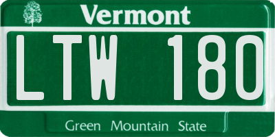 VT license plate LTW180