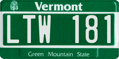VT license plate LTW181
