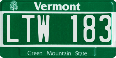 VT license plate LTW183
