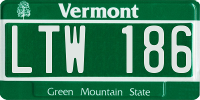 VT license plate LTW186