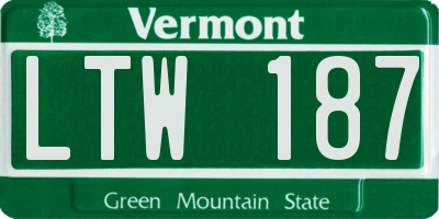 VT license plate LTW187