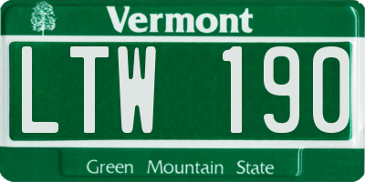 VT license plate LTW190