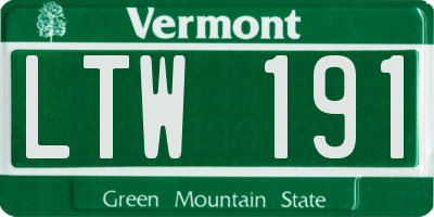 VT license plate LTW191