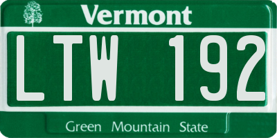 VT license plate LTW192