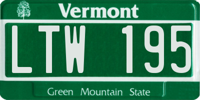 VT license plate LTW195