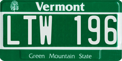 VT license plate LTW196