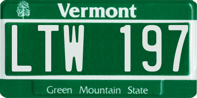 VT license plate LTW197