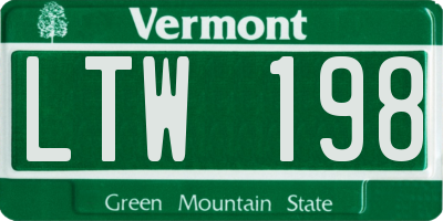 VT license plate LTW198