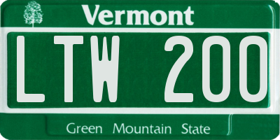 VT license plate LTW200