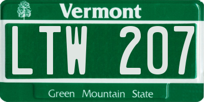 VT license plate LTW207