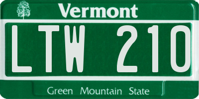 VT license plate LTW210