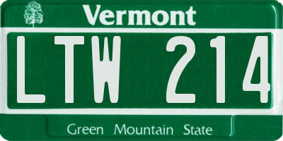 VT license plate LTW214