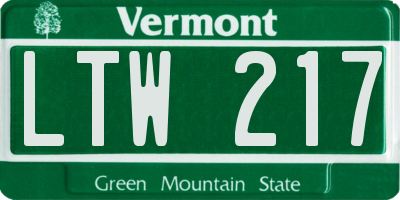VT license plate LTW217