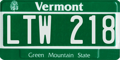 VT license plate LTW218