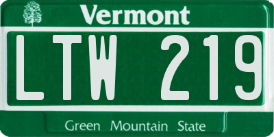 VT license plate LTW219