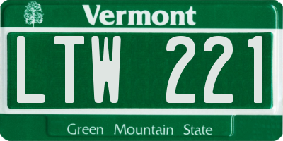 VT license plate LTW221