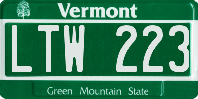 VT license plate LTW223