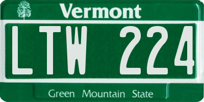 VT license plate LTW224