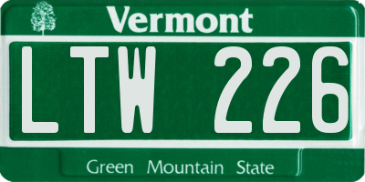 VT license plate LTW226