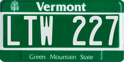 VT license plate LTW227