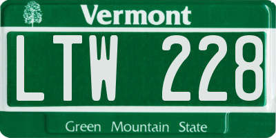 VT license plate LTW228
