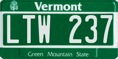 VT license plate LTW237