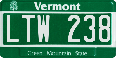 VT license plate LTW238