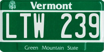 VT license plate LTW239