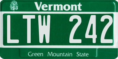 VT license plate LTW242